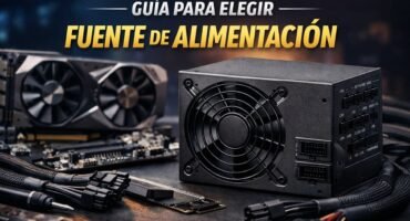 Fuente de alimentación para PC junto a una tarjeta gráfica y componentes internos, imagen representativa de una guía para elegir una PSU adecuada.