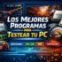 Imagen destacada que muestra componentes de un PC como CPU, GPU y memoria RAM junto a gráficos de rendimiento y control de temperatura, representando los mejores programas para testear el rendimiento, estabilidad y temperaturas de un ordenador.
