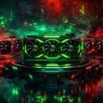 Comparativa de tarjetas gráficas gaming futuristas con luces rojas y verdes para jugar a 1440p