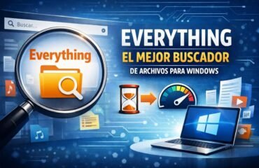 Everything mostrando búsqueda instantánea de archivos en Windows frente al buscador tradicional del sistema.