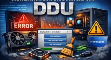 Instalación limpia de drivers con DDU en Windows eliminando conflictos gráficos de la tarjeta gráfica.