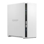 NAS QNAP TS-233 blanco diseño vertical compacto y elegante para nube privada doméstica
