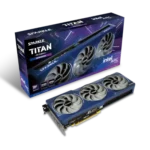 Tarjeta gráfica Sparkle Intel Arc B580 Titan OC Edition color azul con triple ventilador