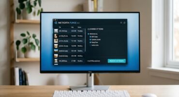 Pantalla de ordenador mostrando interfaz de programa para limpiar metadatos