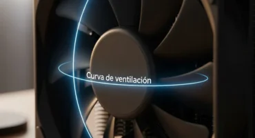 Ventilador de computadora con un texto que dice 