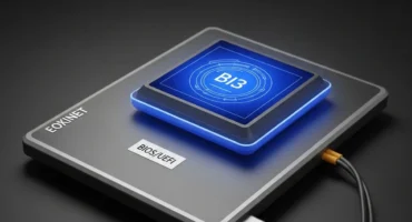 Dispositivo electrónico con una pantalla táctil iluminada y el logo 