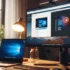 Un escritorio con una computadora portátil y un monitor que muestran pantallas de Windows.