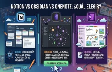 Infografia sobre Notion, Obsidian y OneNote