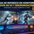 Imagen comparativa que ilustra las ventajas de las altas tasas de refresco y la sincronización adaptativa en monitores de juego, comparando una pantalla de 60Hz con desenfoque e interrupciones con una pantalla de 144Hz+ suave y nítida.