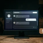 Monitor mostrando una interfaz de chat con mensajes de usuario e IA, junto a una etiqueta de precio con símbolo de dólar. Imagen generada con IA.
