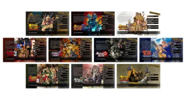 Mosaico oficial de SNK con las pantallas de título de los diez juegos de Metal Slug Ultimate Collection