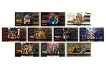 Mosaico oficial de SNK con las pantallas de título de los diez juegos de Metal Slug Ultimate Collection