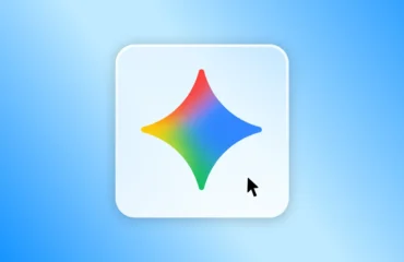 El icono de la aplicación Gemini, una estrella de cuatro puntas en degradado de rojo, amarillo, verde y azul, sobre un fondo azul.
