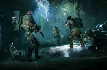 501-the-division-2-echoes-central-park-cross-play-noviembre Cuatro agentes armados avanzan de noche bajo la lluvia por Central Park en The Division 2: Echoes of Central Park