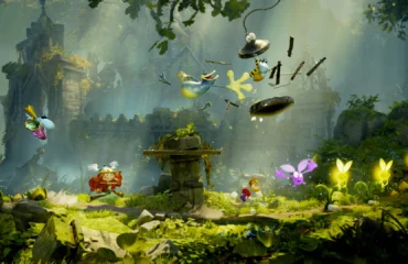 6866-rayman-legends-retold-retraso-3-diciembre Rayman, Globox y otros personajes corren por un bosque con ruinas en Rayman Legends Retold