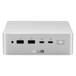 Mini PC ASUS Ascent QN10 de frente, con sus cuatro puertos USB frontales, la toma de auriculares y el botón de encendido