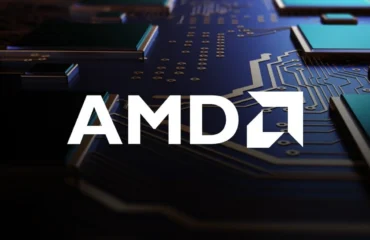amd-compra-world-labs-fei-fei-li-cientifica-jefe Logotipo de AMD sobre una placa de circuito con chips