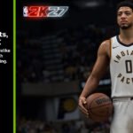 Imagen promocional de NVIDIA DLSS 5 con un jugador de NBA 2K27 sosteniendo un balón y el lema «Guided by Artists, Powered by RTX».