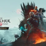 Geralt, Ciri, Triss y Yennefer ante un paisaje brumoso junto al logotipo de The Witcher 3: Wild Hunt Remastered