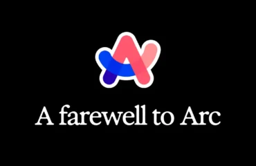 arc-deja-de-funcionar Logotipo de Arc, una A de trazos rosa, rojo y azul con borde blanco, sobre fondo negro, con el rótulo «A farewell to Arc» debajo
