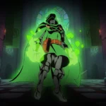 Doctor Doom envuelto en energía verde en un salón de su castillo, ilustración de Marvel Cosmic Invasion