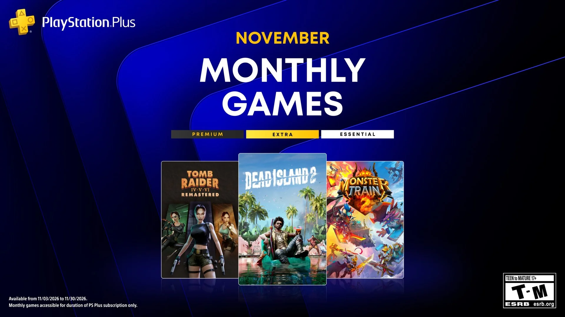 ps-plus-noviembre-dead-island-2-tomb-raider-monster-train-2 Cartel de PlayStation Plus de noviembre con Tomb Raider IV – VI Remastered, Dead Island 2 y Monster Train 2