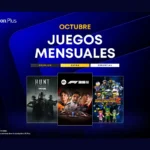 Cartel oficial de los juegos mensuales de PlayStation Plus de octubre con las portadas de Hunt: Showdown 1896, F1 25 y Earth Defense Force: World Brothers 2