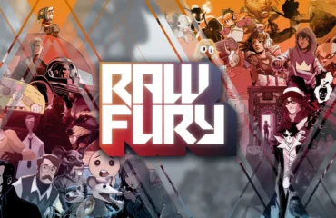 Arte oficial de Raw Fury: el logotipo de la editora en el centro, rodeado de personajes ilustrados de sus juegos